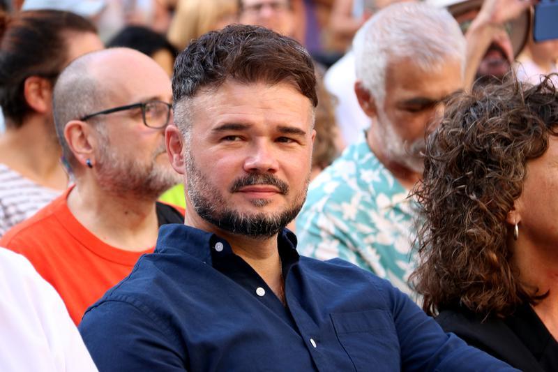 El principal candidato de ERC por Barcelona, Gabriel Rufián, momentos antes del mitin de final de campaña del partido